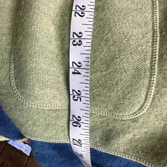 Charter club large 100% celery green wool-mark Zip-up cardigan sweater . - Picture 7 of 10
